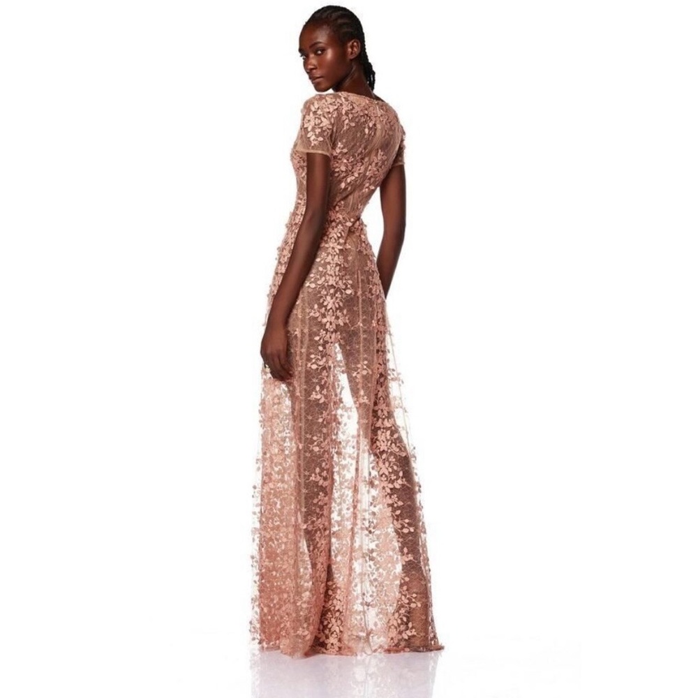 Bronx And Banco New Megan Cap Sleeve Sheer Lace Gown Size L / US 8 - Picture 3 of 16